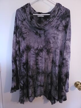 Cha Cha Vente Cowl Neck Tie Dye Tunic Top Soft Stretchy Sharkbite Plus Sz 3X